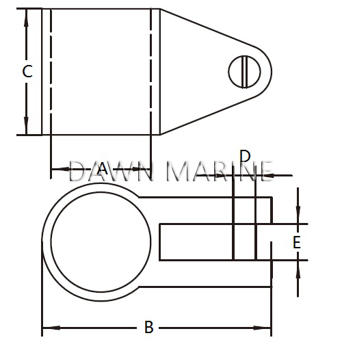 Bimini Top Slide AISI 316 Stainless Steel Dawn Marine